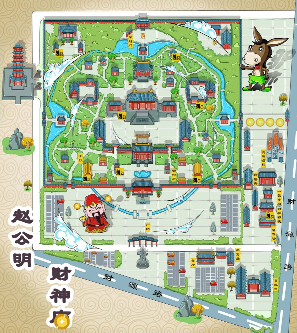 伊川寺庙类手绘地图